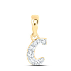 10K Yellow Gold 1/20 CTW-Natural Diamond Gift Initial "C" Pendant 0.22 Gram