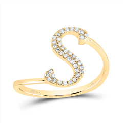 14K Yellow Gold 1/8 CTW-Natural Diamond Gift Initial "S" Ring 1.53 Gram