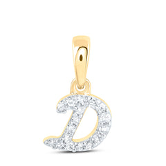 10K Yellow Gold 1/20 CTW-Natural Diamond Gift Initial "D" Pendant 0.26 Gram