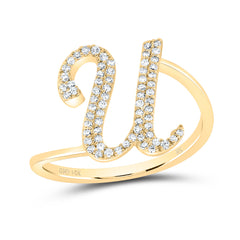 14K Yellow Gold 1/5 CTW-Natural Diamond Gift Initial "U" Ring 2.06 Gram