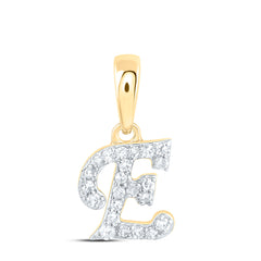 10K Yellow Gold 1/12 CTW-Natural Diamond Gift Initial "E" Pendant 0.34 Gram
