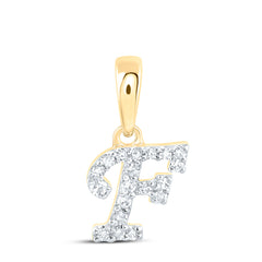 10K Yellow Gold 1/20 CTW-Natural Diamond Gift Initial "F" Pendant 0.28 Gram
