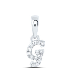 10K White Gold 1/20 CTW-Natural Diamond Gift Initial "G" Pendant 0.24 Gram
