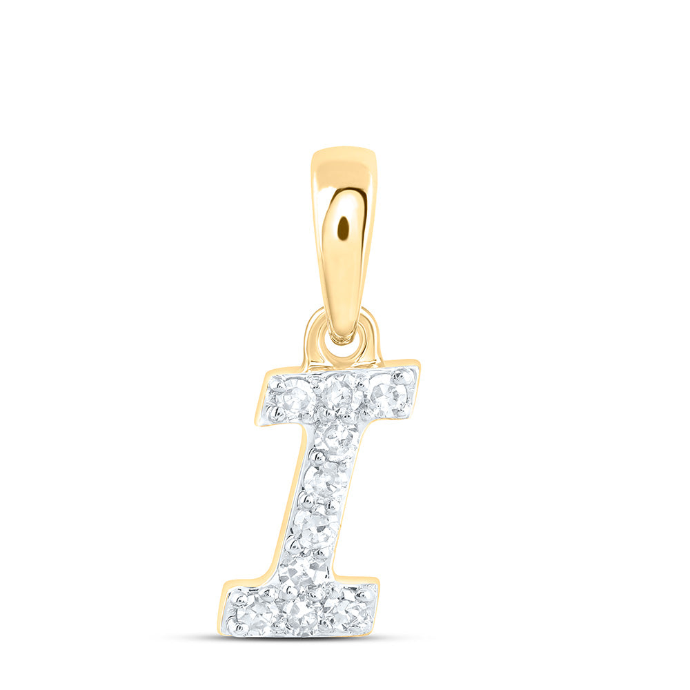 10K Yellow Gold 1/12 CTW-Natural Diamond Gift Initial "I" Pendant 0.28 Gram