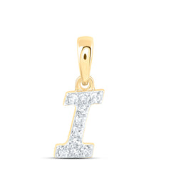 10K Yellow Gold 1/12 CTW-Natural Diamond Gift Initial "I" Pendant 0.28 Gram