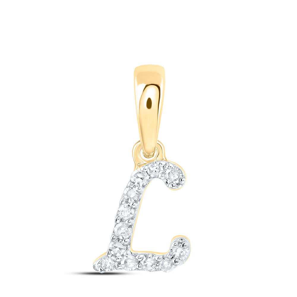 10K Yellow Gold 1/20 CTW-Natural Diamond Gift Initial "L" Pendant 0.23 Gram