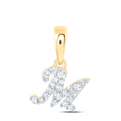 10K Yellow Gold 1/12 CTW-Natural Diamond Gift Initial "M" Pendant 0.29 Gram
