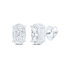10K White Gold 1/6 CTW-Natural Diamond Gift Oval Stud Earring 0.93 Gram