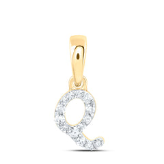 10K Yellow Gold 1/20 CTW-Natural Diamond Gift Initial "Q" Pendant 0.21 Gram