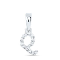 10K White Gold 1/20 CTW-Natural Diamond Gift Initial "Q" Pendant 0.24 Gram
