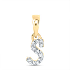 10K Yellow Gold 1/20 CTW-Natural Diamond Gift Initial "S" Pendant 0.22 Gram