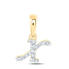 10K Yellow Gold 1/20 CTW-Natural Diamond Gift Initial "X" Pendant 0.26 Gram