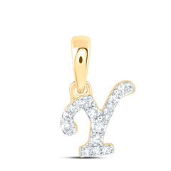 10K Yellow Gold 1/20 CTW-Natural Diamond Gift Initial "Y" Pendant 0.26 Gram