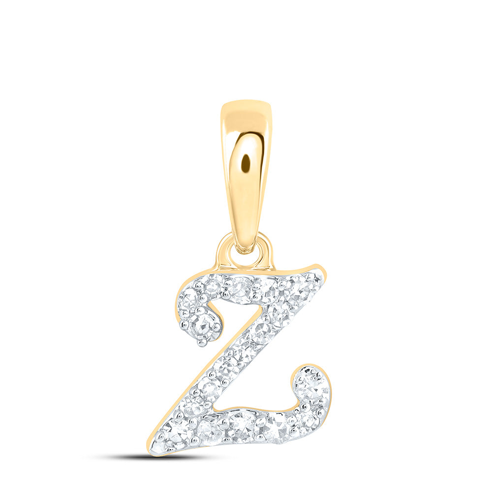 10K Yellow Gold 1/12 CTW-Natural Diamond Gift Initial "Z" Pendant 0.25 Gram