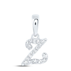 10K White Gold 1/12 CTW-Natural Diamond Gift Initial "Z" Pendant 0.27 Gram