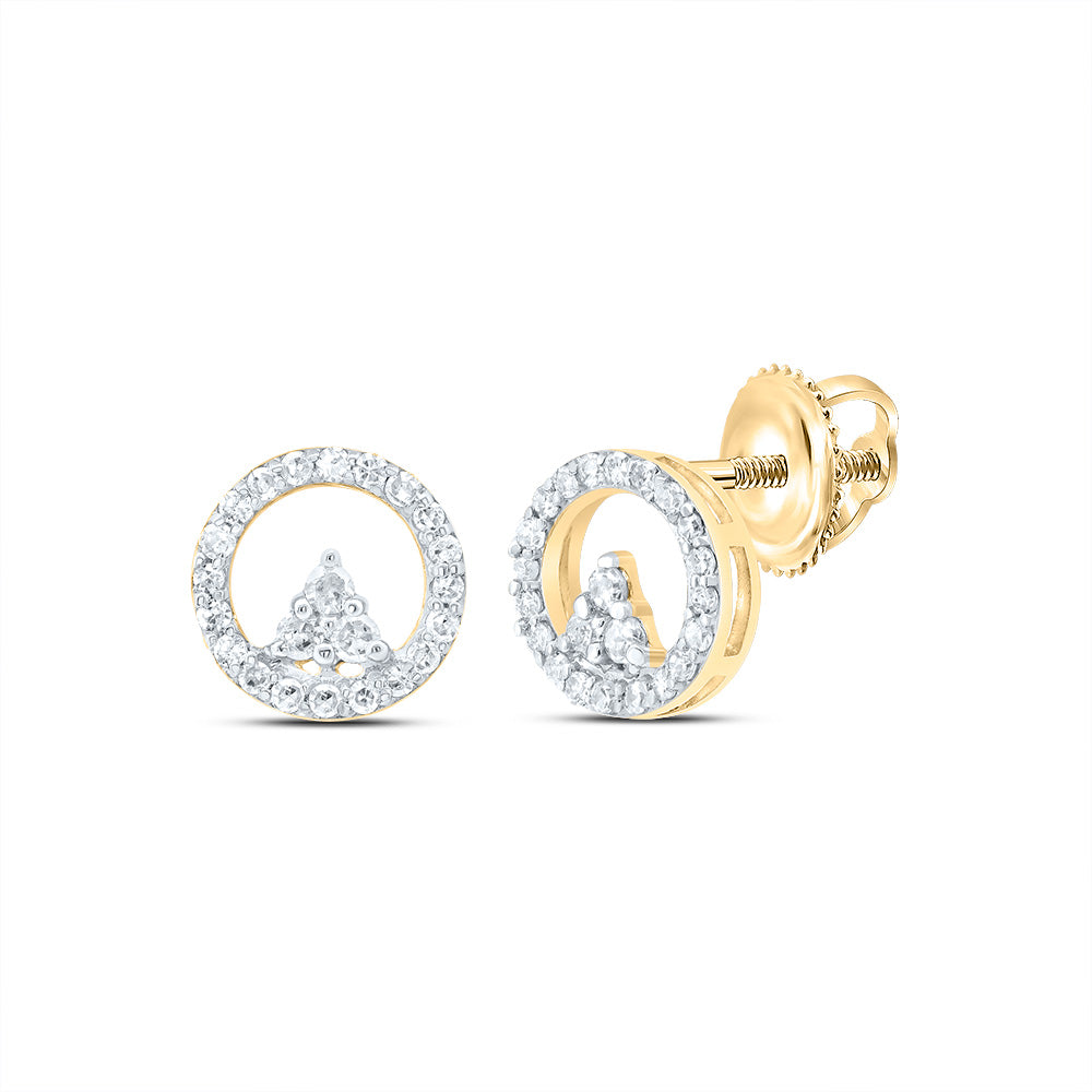 10K Yellow Gold 1/6 CTWnatural Diamond Gift Round Stud Earring 0.81 Gram