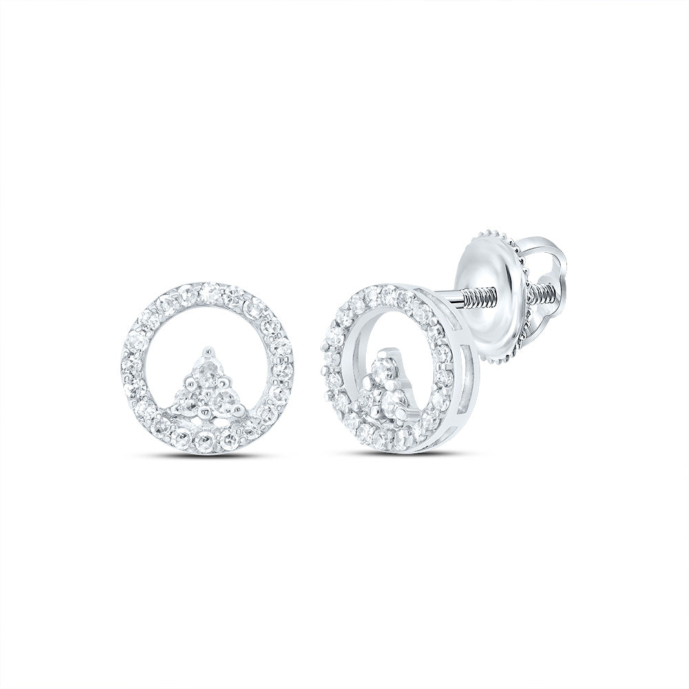 10K White Gold 1/6 CTWnatural Diamond Gift Round Stud Earring 0.84 Gram