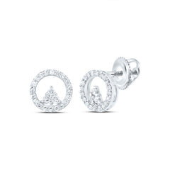10K White Gold 1/6 CTWnatural Diamond Gift Round Stud Earring 0.84 Gram