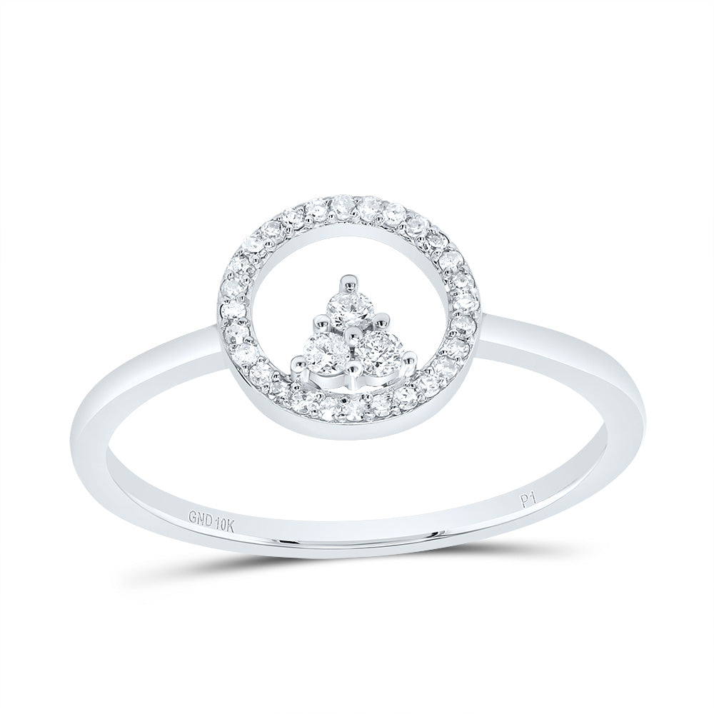 10K White Gold 1/8 CTWnatural Diamond Gift Round Ring 1.28 Gram