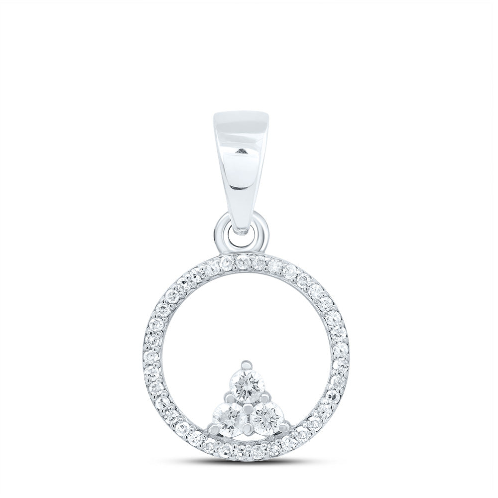 10K White Gold 1/5 CTWnatural Diamond Gift Round Pendant 0.99 Gram