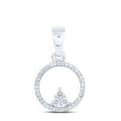 10K White Gold 1/5 CTWnatural Diamond Gift Round Pendant 0.99 Gram