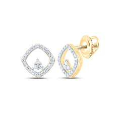 10K Yellow Gold 1/6 CTWnatural Diamond Gift Cushion Stud Earring 1.05 Gram