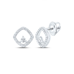 10K White Gold 1/6 CTWnatural Diamond Gift Cushion Stud Earring 1.10 Gram