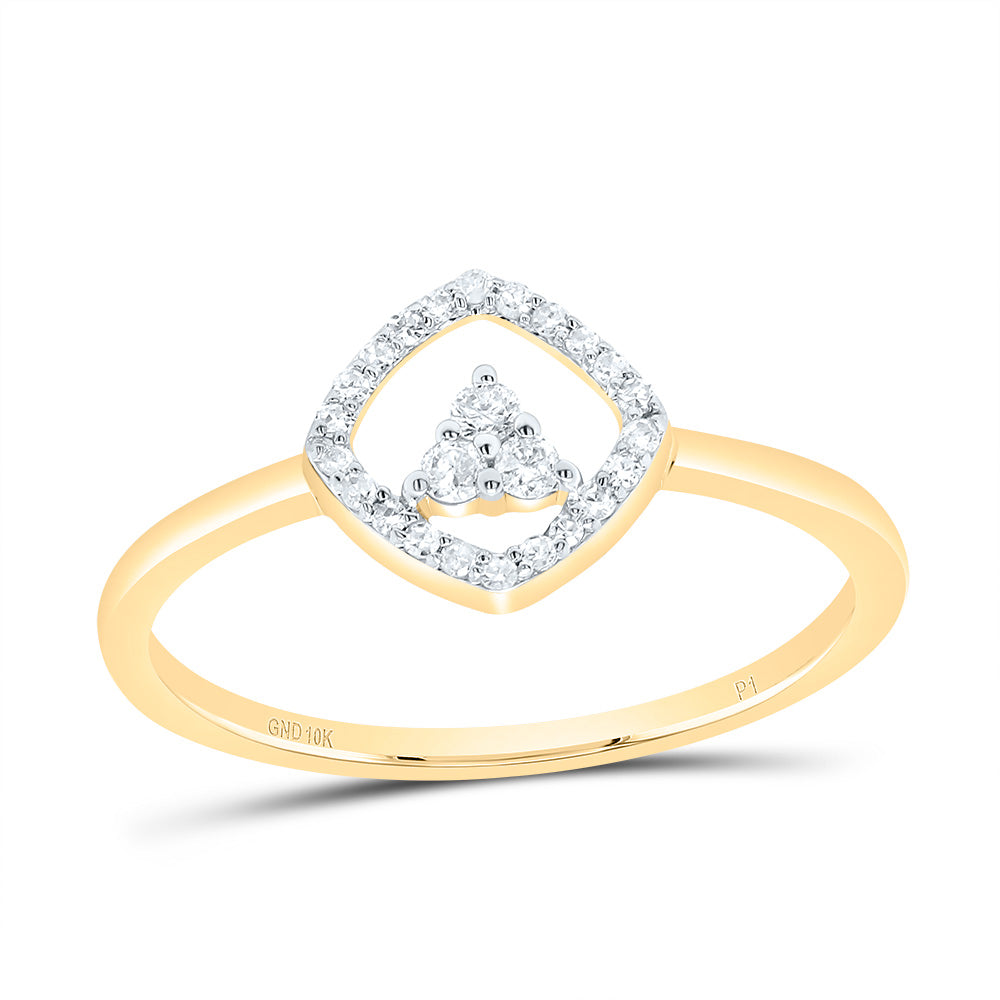 10K Yellow Gold 1/8 CTWnatural Diamond Gift Cushion Ring 1.20 Gram