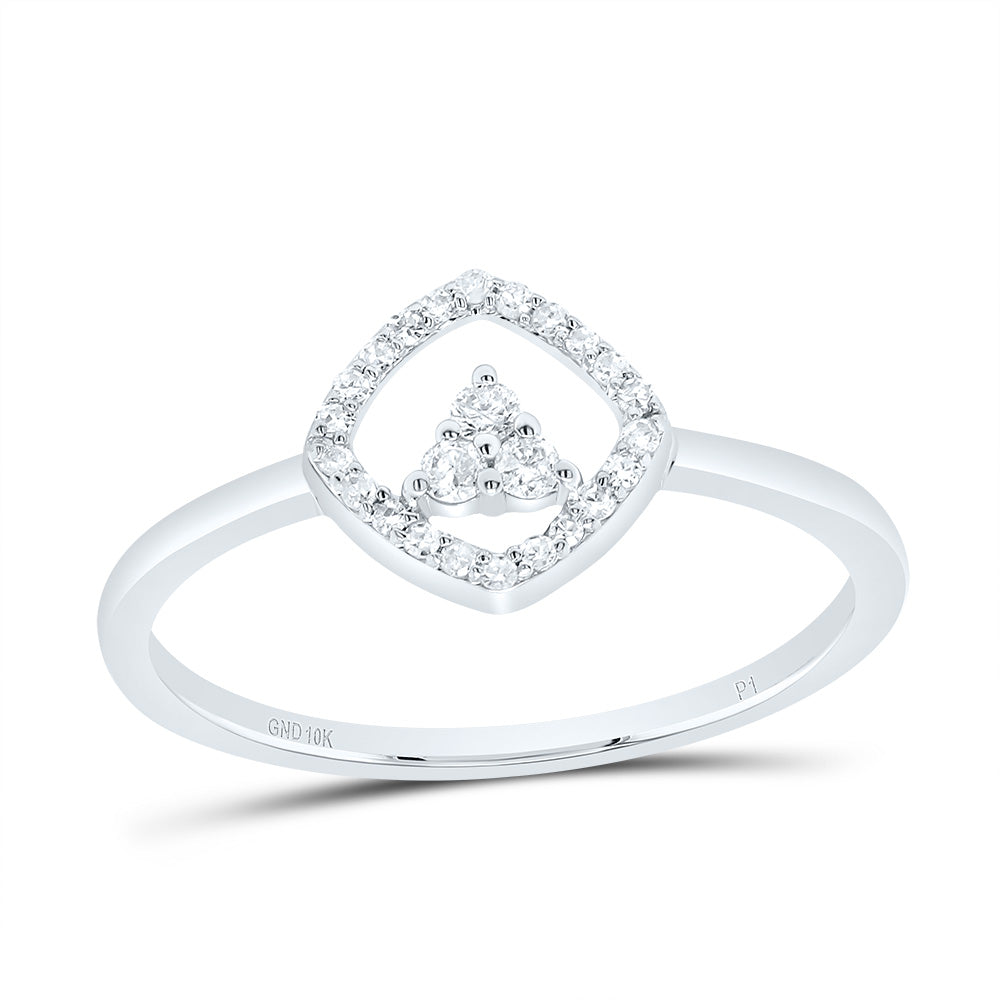 10K White Gold 1/8 CTWnatural Diamond Gift Cushion Ring 1.23 Gram
