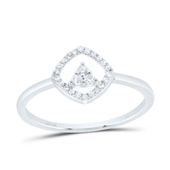 10K White Gold 1/8 CTWnatural Diamond Gift Cushion Ring 1.23 Gram