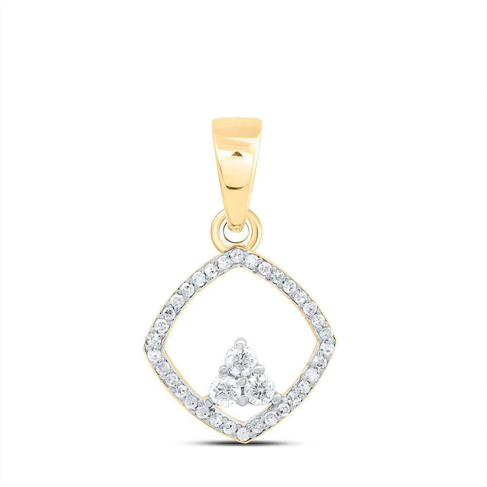 10K Yellow Gold 1/5 CTWnatural Diamond Gift Cushion Pendant 0.97 Gram