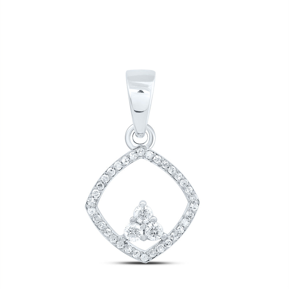 10K White Gold 1/5 CTWnatural Diamond Gift Cushion Pendant 0.90 Gram