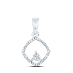 10K White Gold 1/5 CTWnatural Diamond Gift Cushion Pendant 0.90 Gram