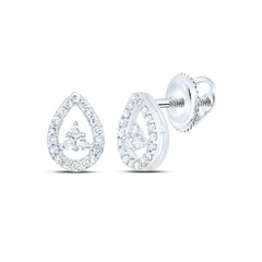 10K White Gold 1/6 CTWnatural Diamond Gift Pear Stud Earring 0.76 Gram