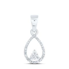 10K White Gold 1/6 CTWnatural Diamond Gift Pear Pendant 0.90 Gram