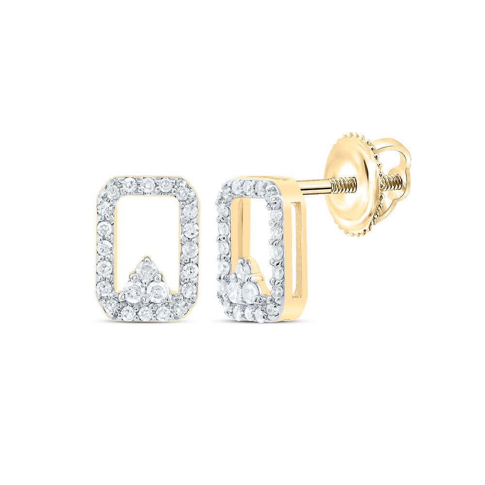 10K Yellow Gold 1/6 CTWnatural Diamond Gift Emerald Stud Earring 1.01 Gram