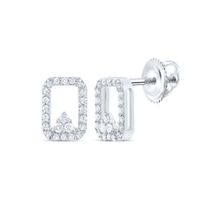 10K White Gold 1/6 CTWnatural Diamond Gift Emerald Stud Earring 1.03 Gram