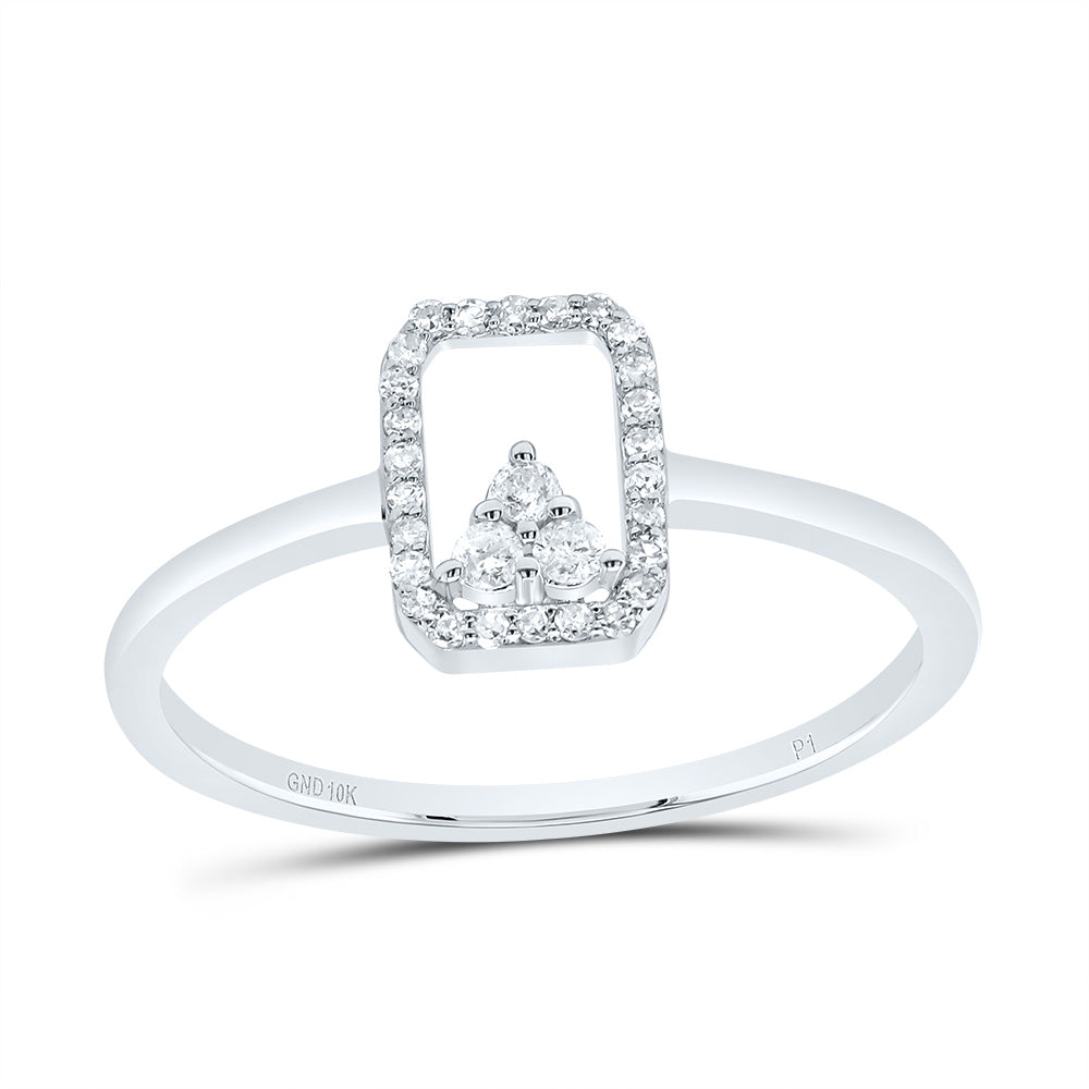 10K White Gold 1/8 CTWnatural Diamond Gift Emerald Ring 1.38 Gram