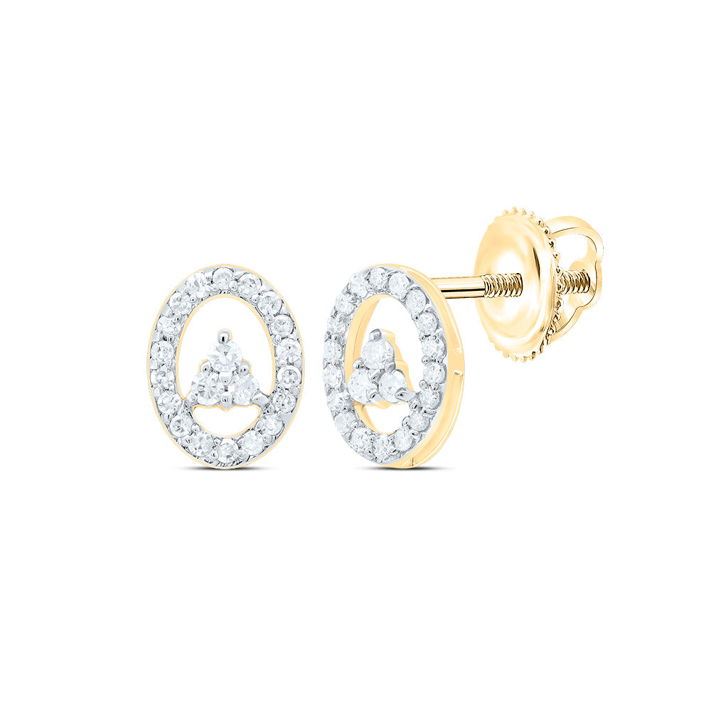 10K Yellow Gold 1/6 CTWnatural Diamond Gift Oval Stud Earring 0.83 Gram