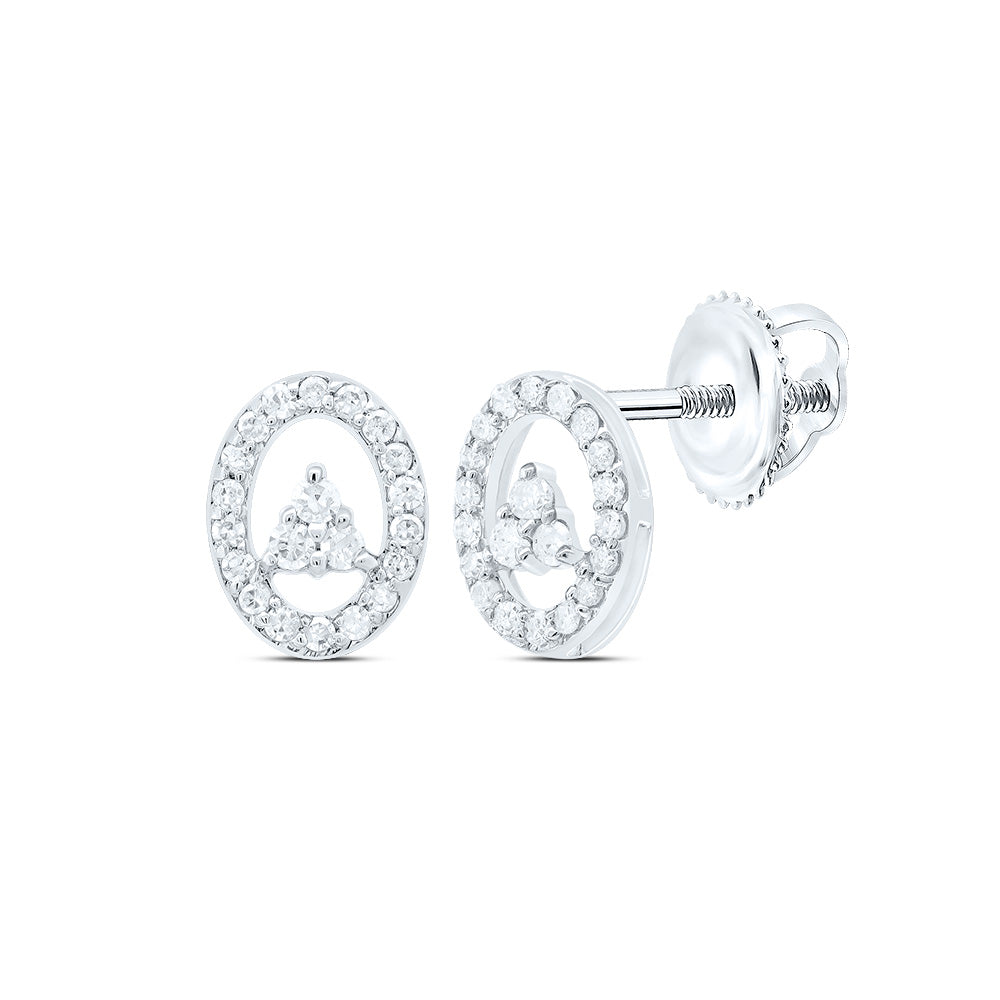 10K White Gold 1/6 CTWnatural Diamond Gift Oval Stud Earring 0.85 Gram