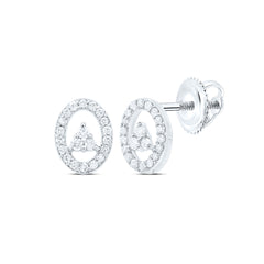 10K White Gold 1/6 CTWnatural Diamond Gift Oval Stud Earring 0.85 Gram