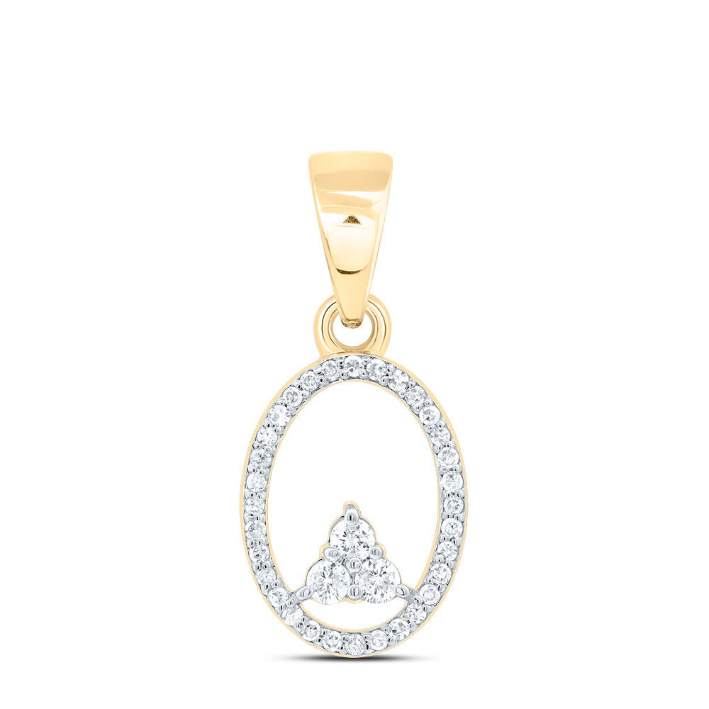 10K Yellow Gold 1/6 CTWnatural Diamond Gift Oval Pendant 0.93 Gram