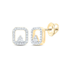 10K Yellow Gold 1/6 CTWnatural Diamond Gift Octagon Stud Earring 0.96 Gram