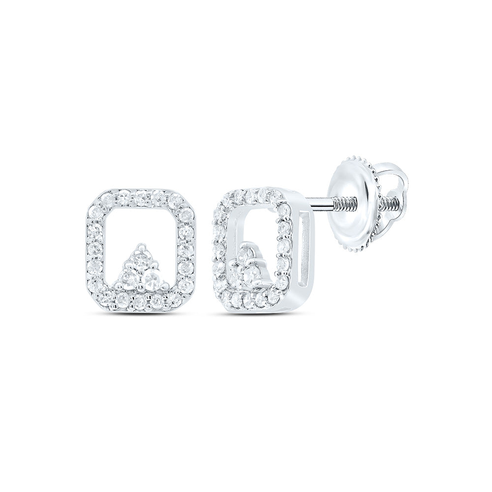 10K White Gold 1/6 CTWnatural Diamond Gift Octagon Stud Earring 0.94 Gram