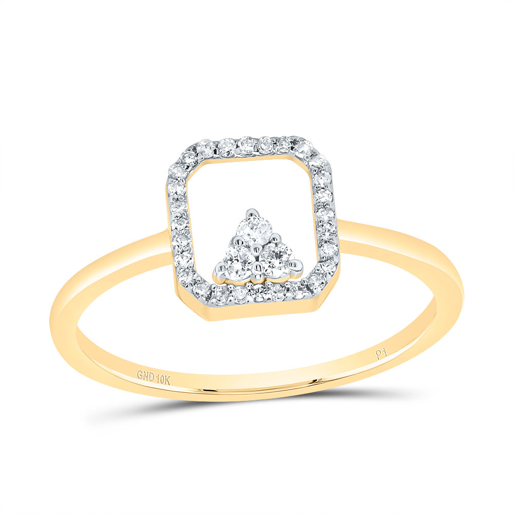 10K Yellow Gold 1/8 CTWnatural Diamond Gift Octagon Ring 1.15 Gram