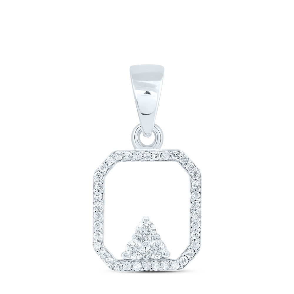 10K White Gold 1/5 CTWnatural Diamond Gift Octagon Pendant 1.10 Gram