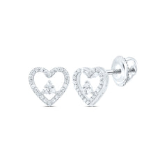 10K White Gold 1/5 CTWnatural Diamond Gift Heart Stud Earring 0.94 Gram