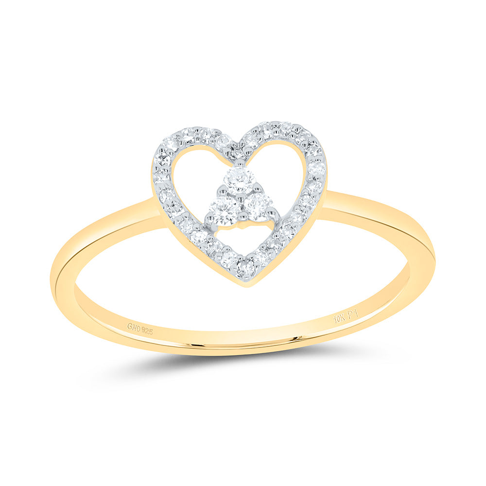 10K Yellow Gold 1/8 CTWnatural Diamond Gift Heart Ring 1.19 Gram