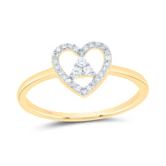 10K Yellow Gold 1/8 CTWnatural Diamond Gift Heart Ring 1.19 Gram