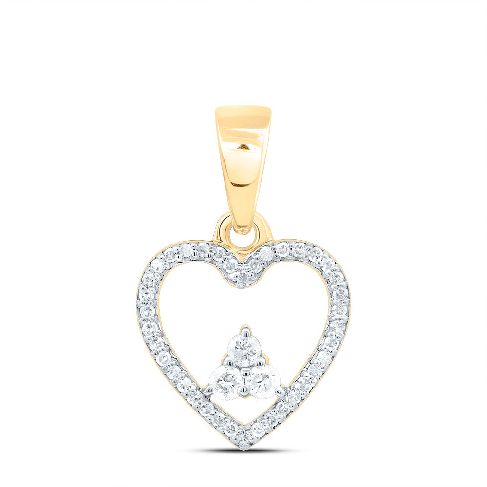 10K Yellow Gold 1/5 CTWnatural Diamond Gift Heart Pendant 1.05 Gram